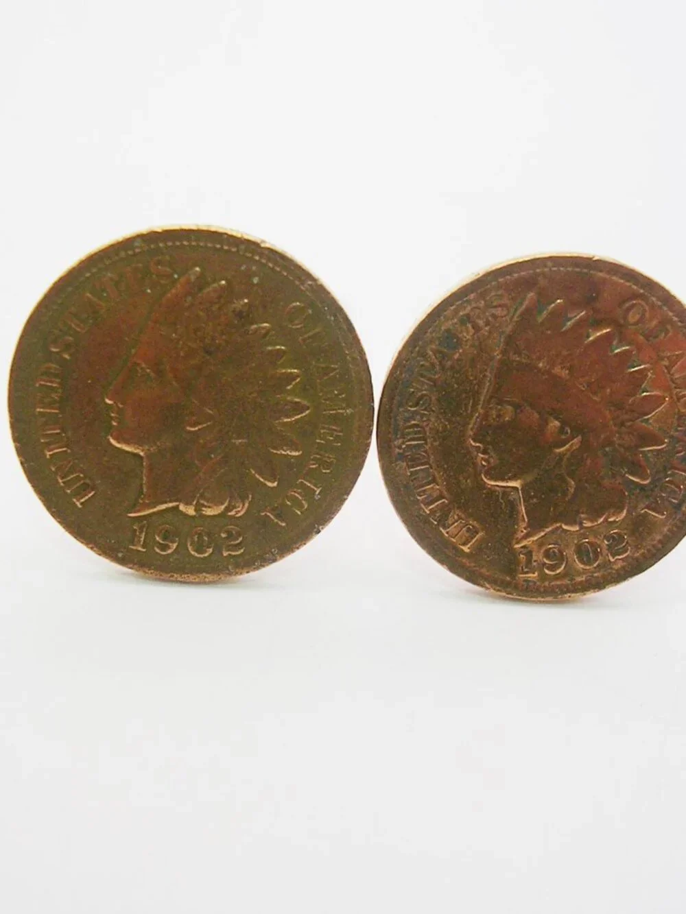 Cufflinks Coin Indian Head Penny Cent 1902 classic Men's Suit Accessory